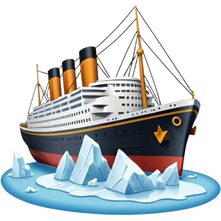 The Titanic hitting a iceberg emoji