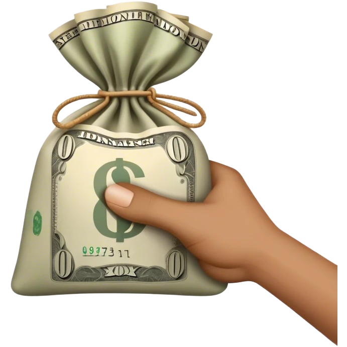 a hand holding a bag of money emoji