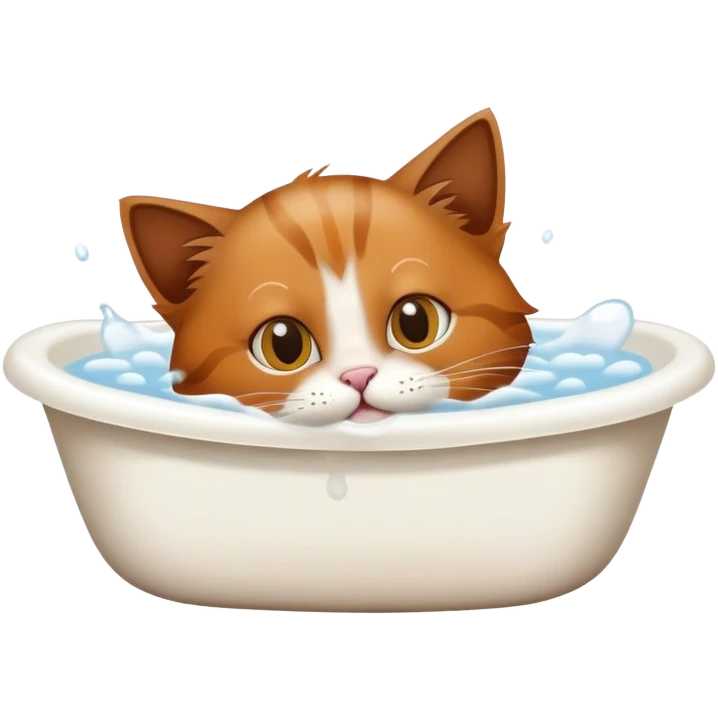 Cat with lice taking bath  emoji