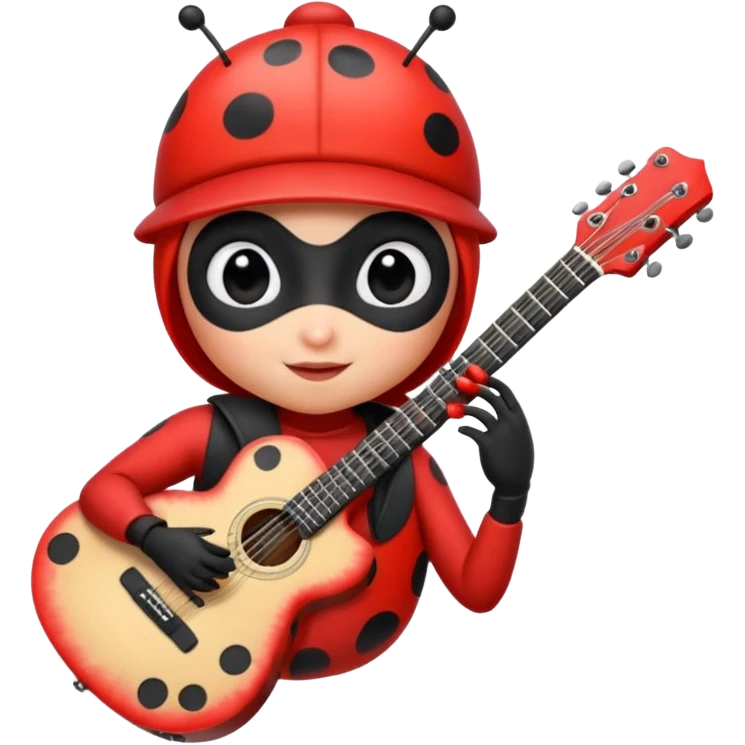 ladybug with a guitar and a cap emoji