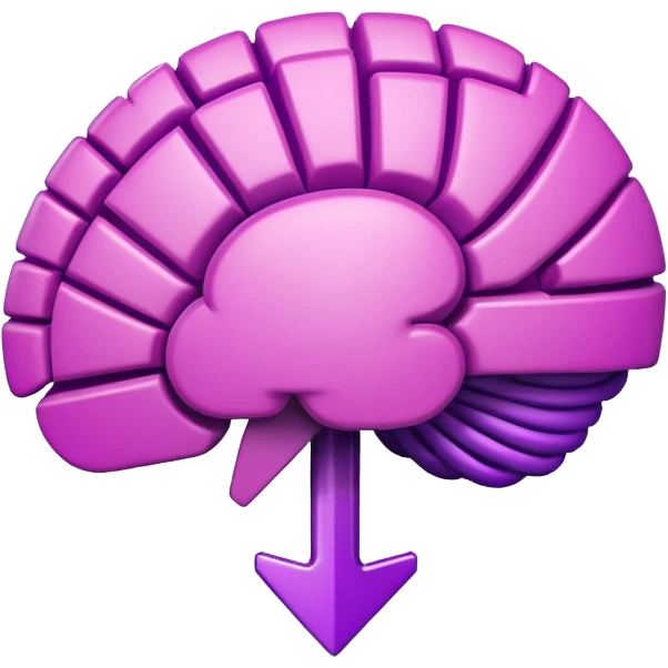 Horizontal large purple arrow symbol with cartoon brain on it emoji