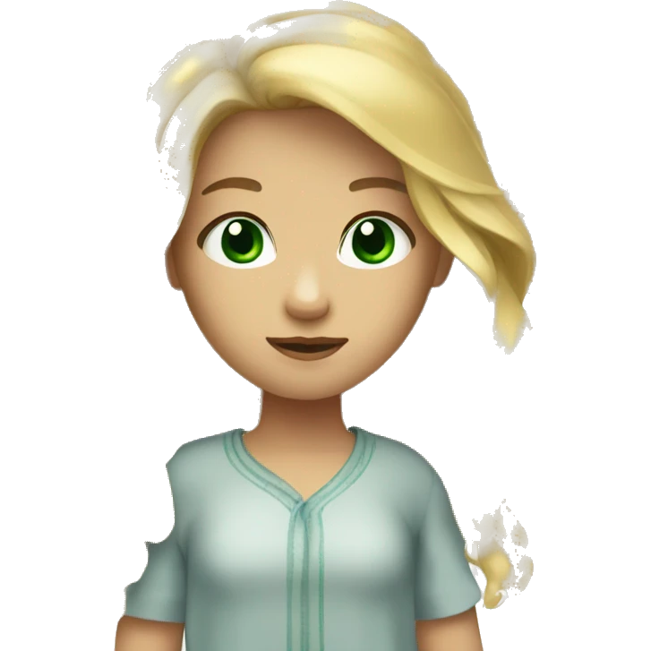 Girl blond hair green eyes  emoji