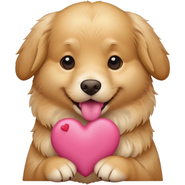 A dog holding a heart (modeled after a Golden Retriever) emoji