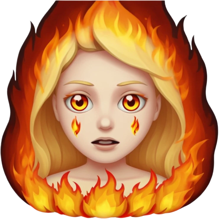 A burning person with fire coming out of where the eyes and make them dead emoji