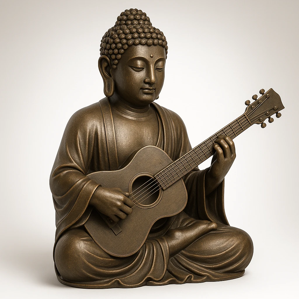 buddha idol with guitar  emoji