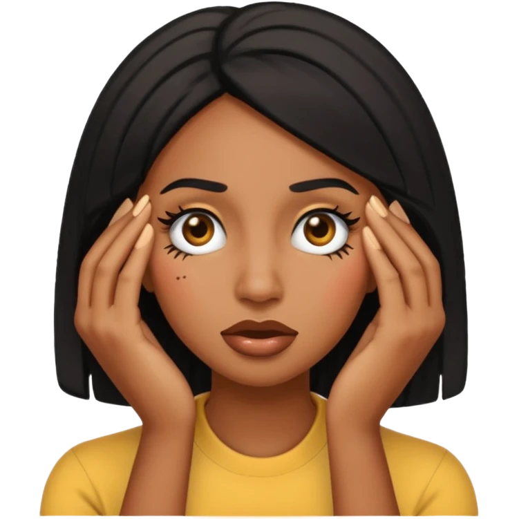 black baddie with thick lashes facepalming, playful, emoji style emoji