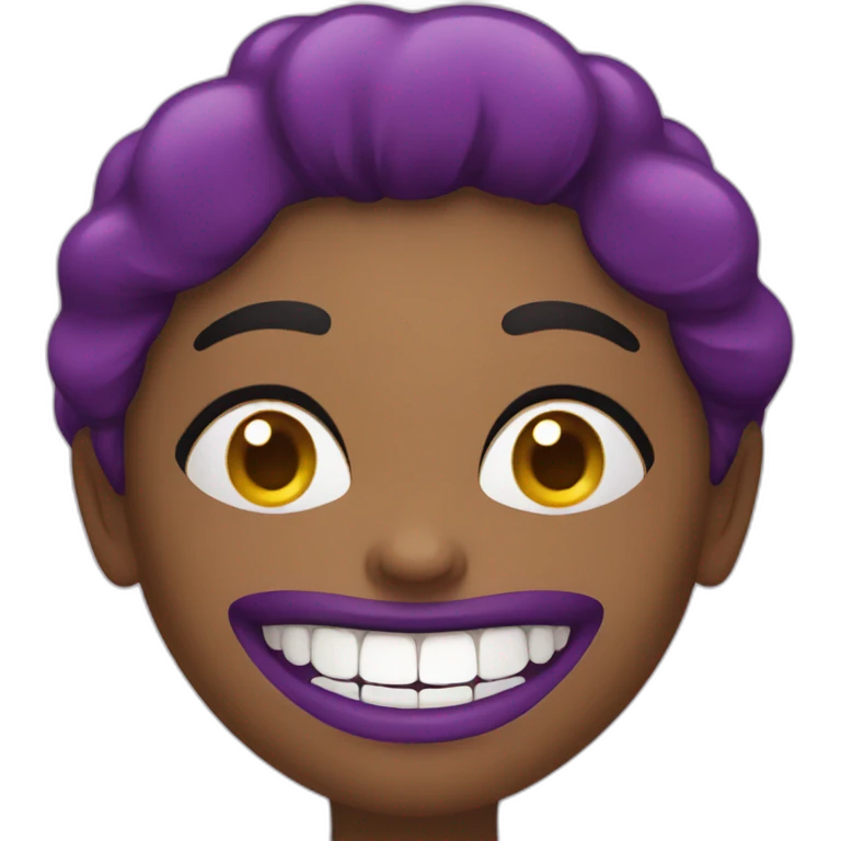 Woman with eggplant for teeth emoji