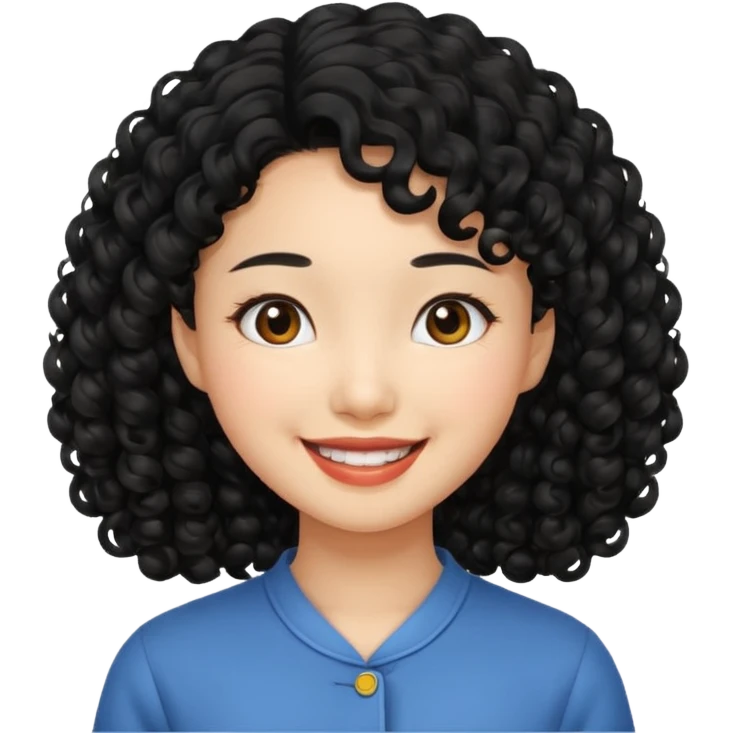 Asian girl with black curly hair emoji