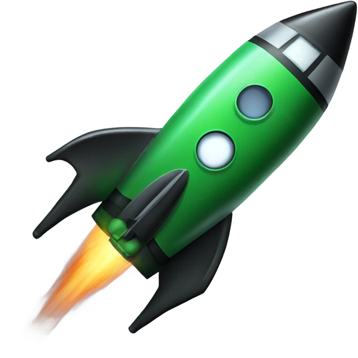 green and black rocket ship emoji