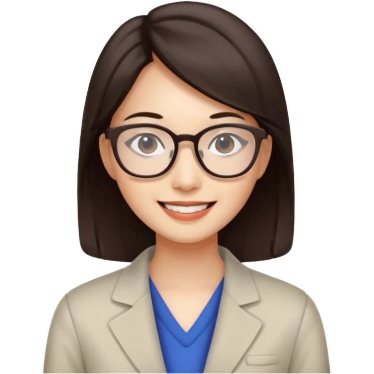 female asian quant trader, dark brown hair, with glasses emoji