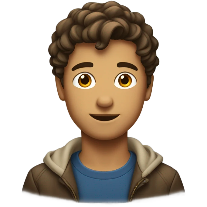 garçon cheveux brun ondulé court  emoji