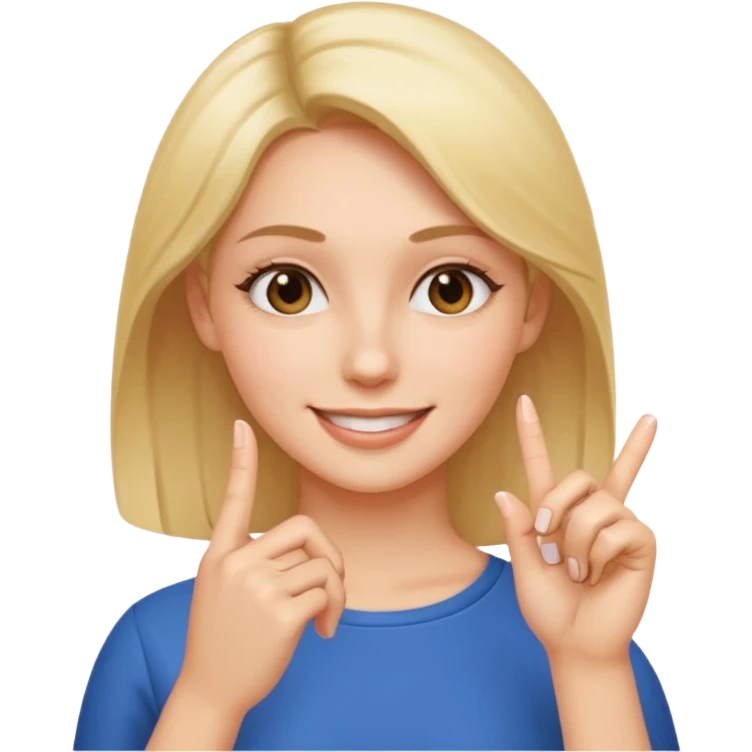 Casi como el primero, pero que no sean dos dedos, y que ese dedo solo este como el 2 dedo de la segunda mujer emoji