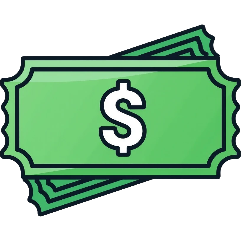 A green raffle ticket with a number on it, green color scheme emoji