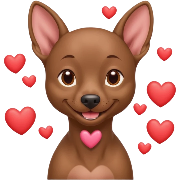 Muscular Xoloitzcuintle Dog smiling with hearts coming from eyes emoji