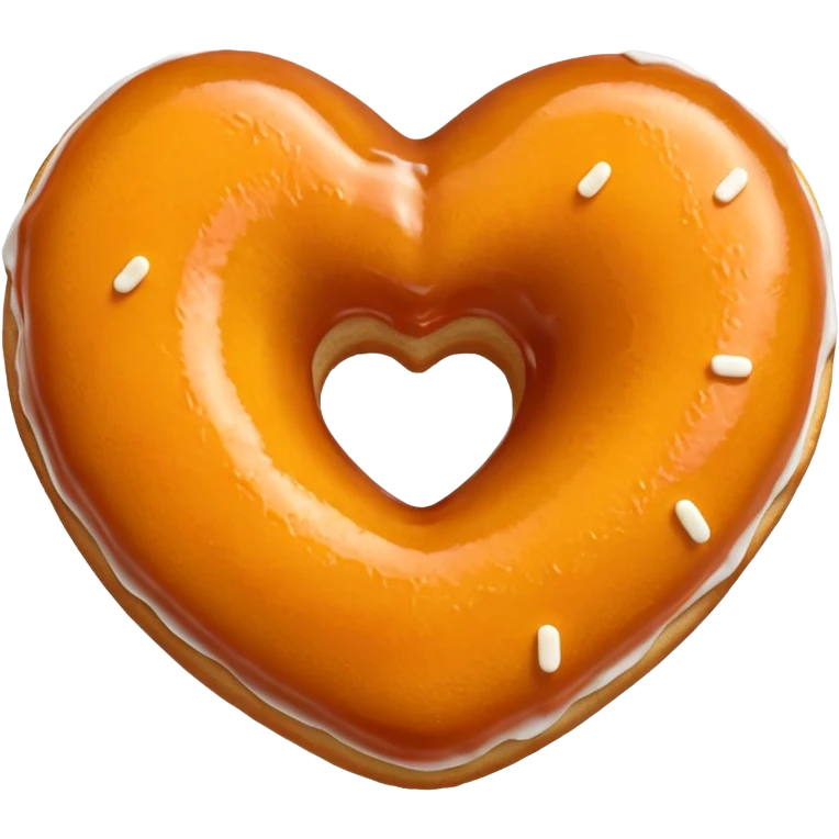 Realistic isolated heart shaped donut with orange & glaze. emoji