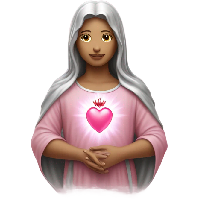 Sacred heart light pink and silver emoji