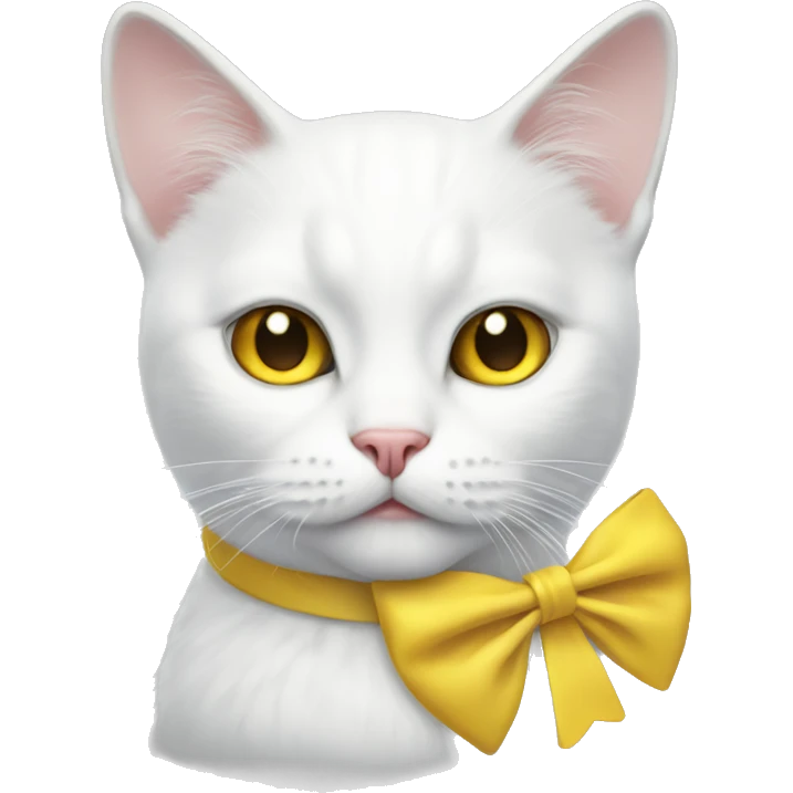 white cat w bow and yellow nose emoji