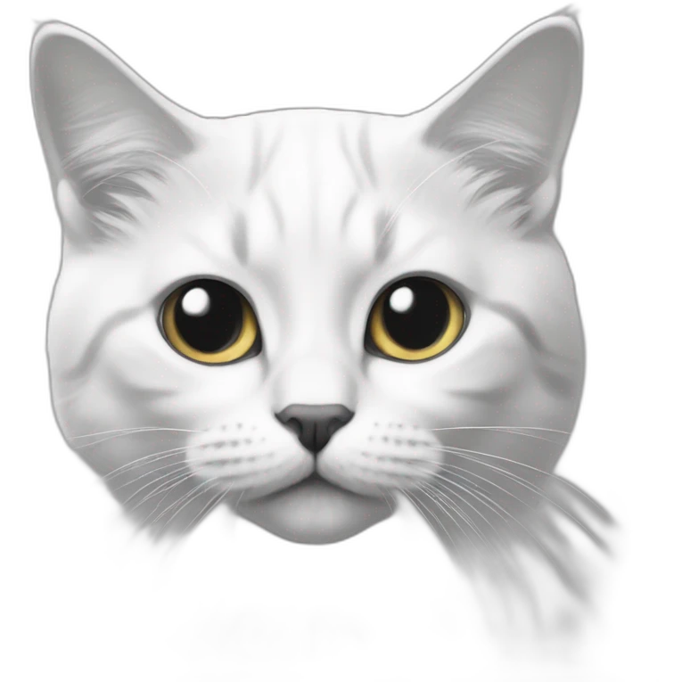 Realistic cat black and white emoji
