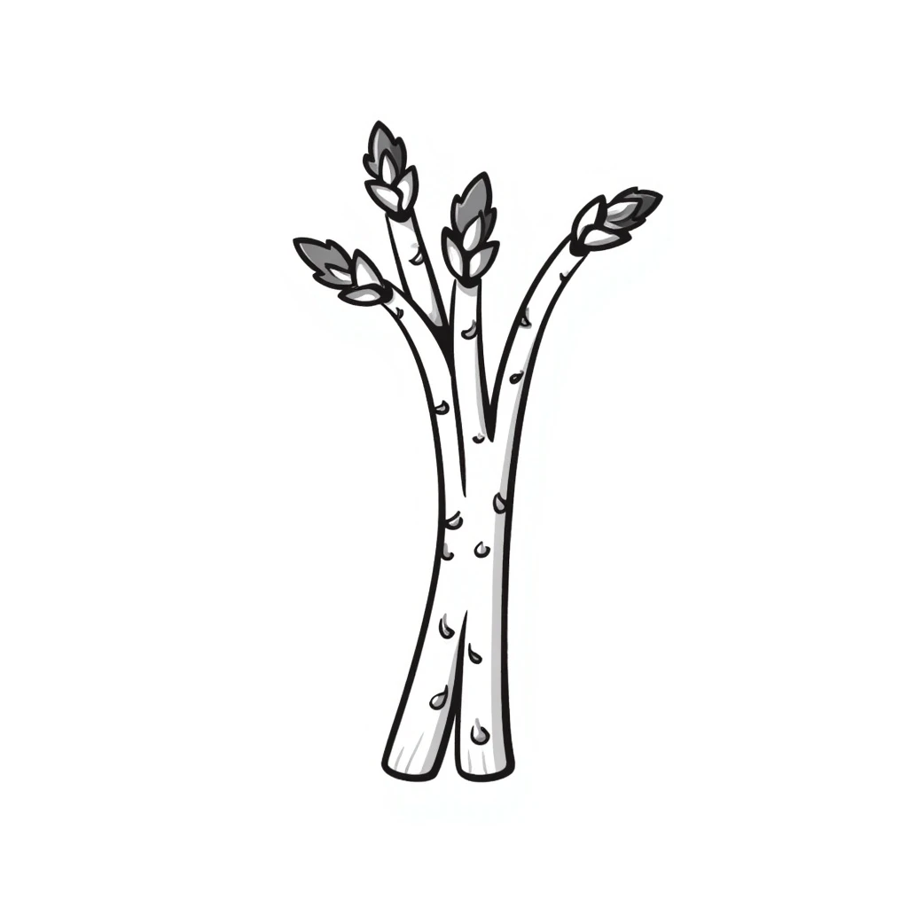 white asparagus, hand drawn doodle style, sketchy lines, black and white emoji