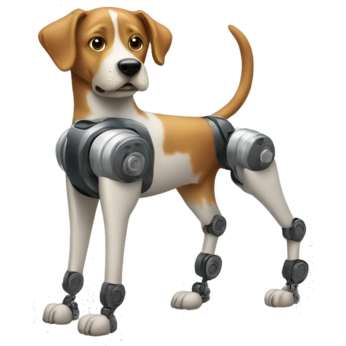 dog with can body with robotic legs emoji
