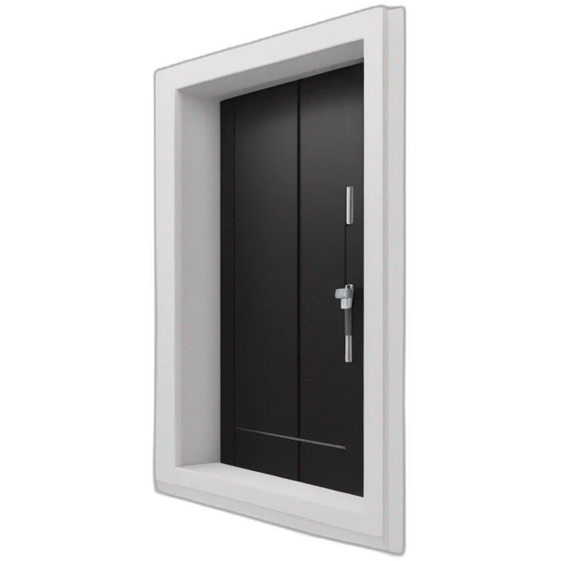 Large windowless rectangular matte black door white th pk ocular handle and a vertical BCD sight Adjace emoji