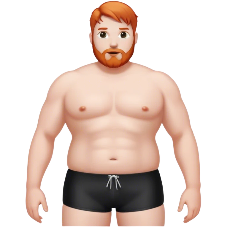 hot Man in black  swimming shorts  white skin copper hair  big body emoji