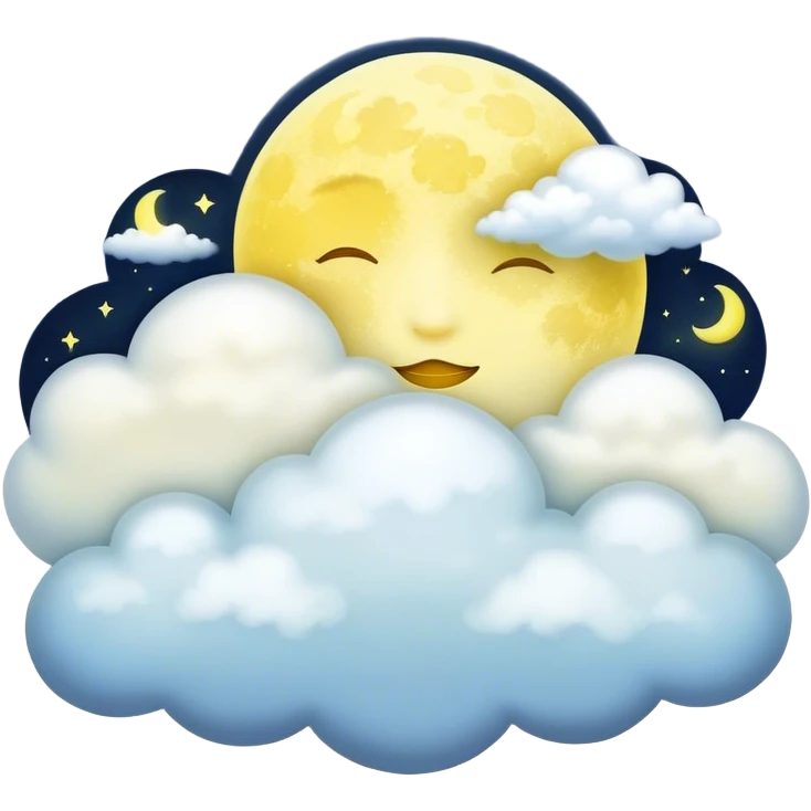 Yellow Moonlight and mini cloud left and right side with beautiful night finish  emoji