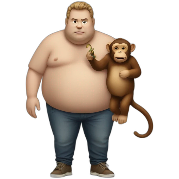 fat man with a monkey emoji