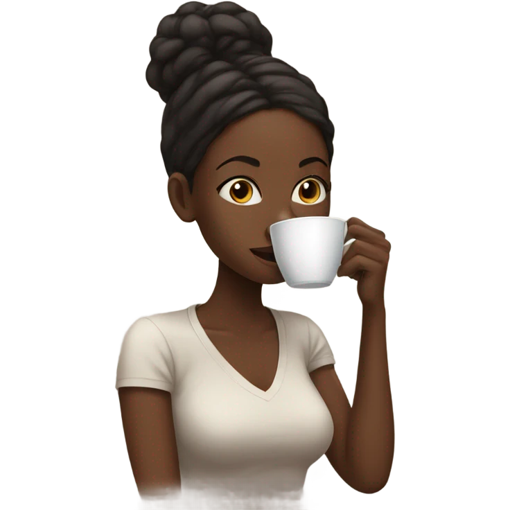 Black girl blowing a cup of coffee emoji