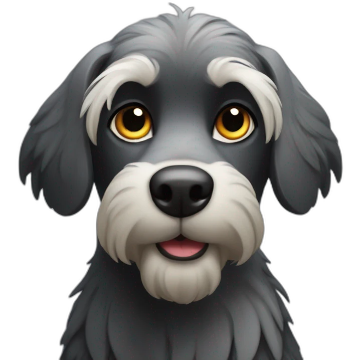 black griffon dog with really not much white hairs only under mouth and on eyebrows emoji