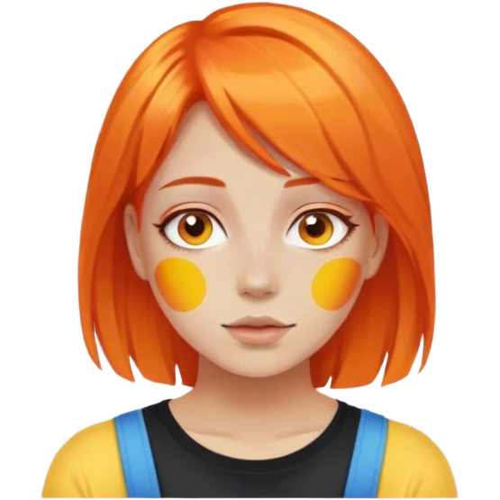 A girl ave Orange hair and pansexuel emoji