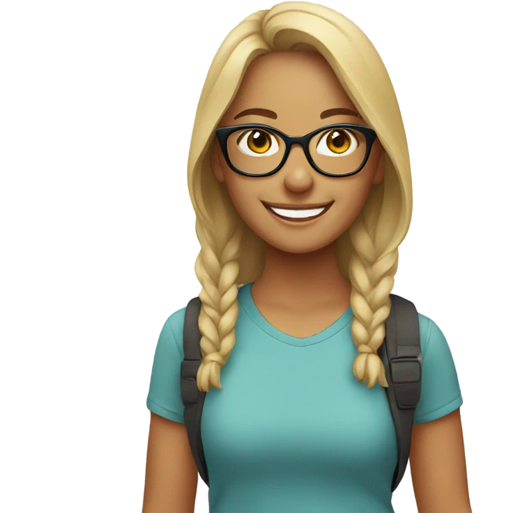 smiling girl outdoors with glasses emoji