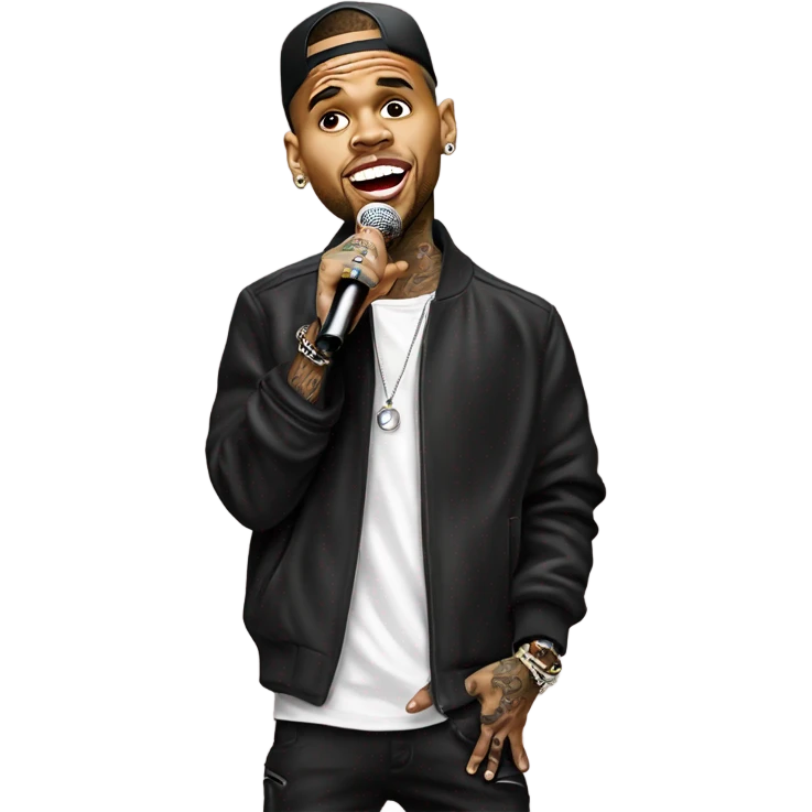 Hyper Realistic Chris Brown on stage singing  emoji