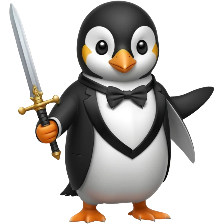 Penguin holding a sword emoji