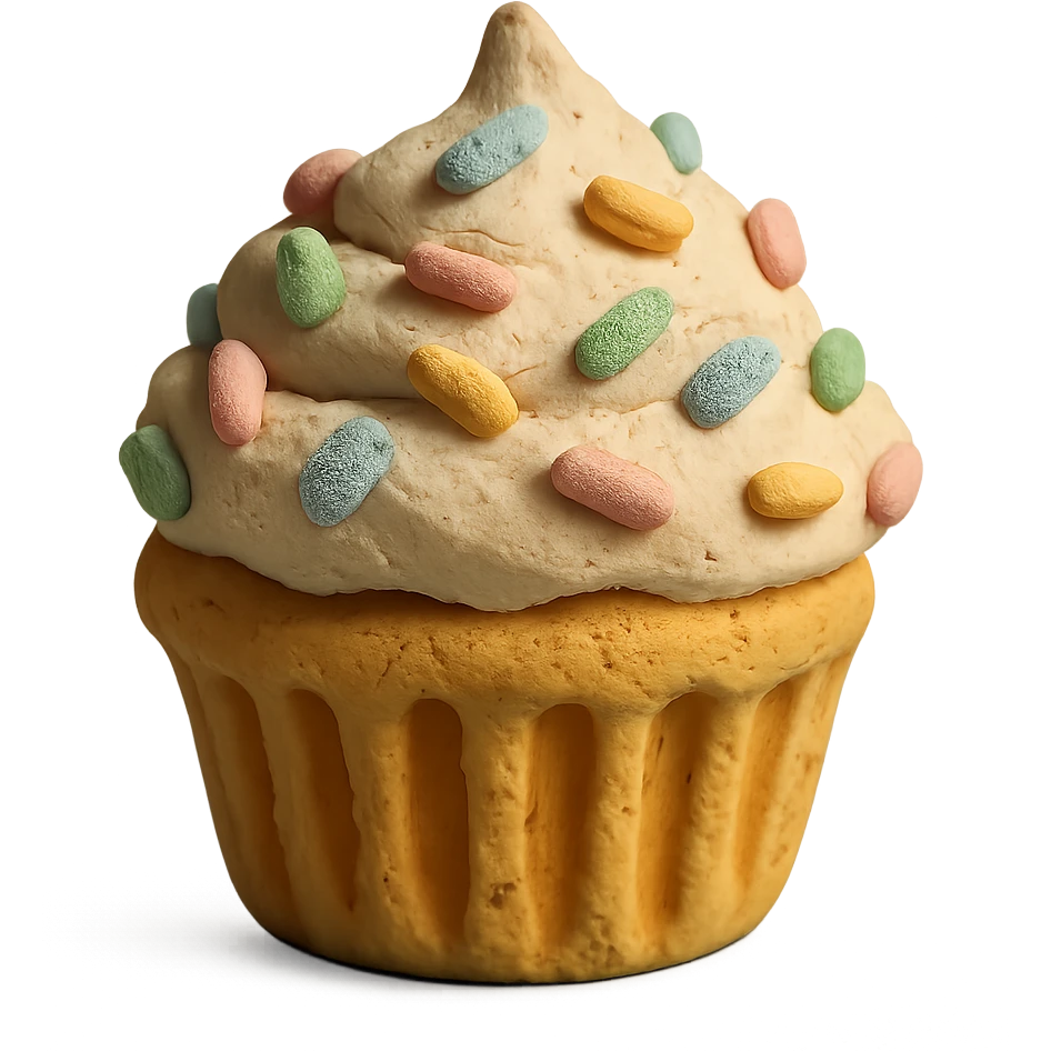 funfetti cupcake with pastel sprinkles emoji