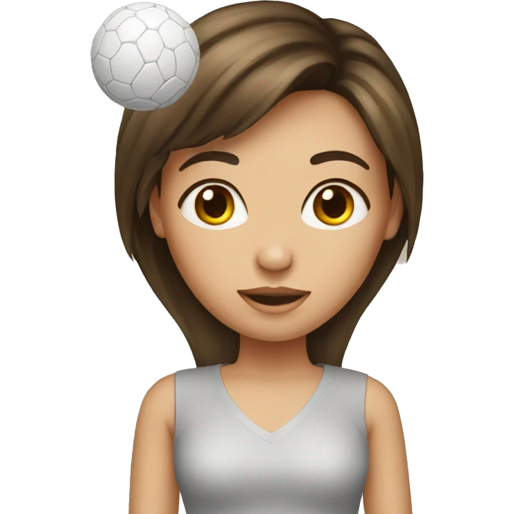 Brunette girl with ball on hair head emoji