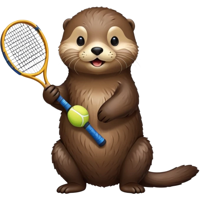 A sea otter holding a tennis racket emoji