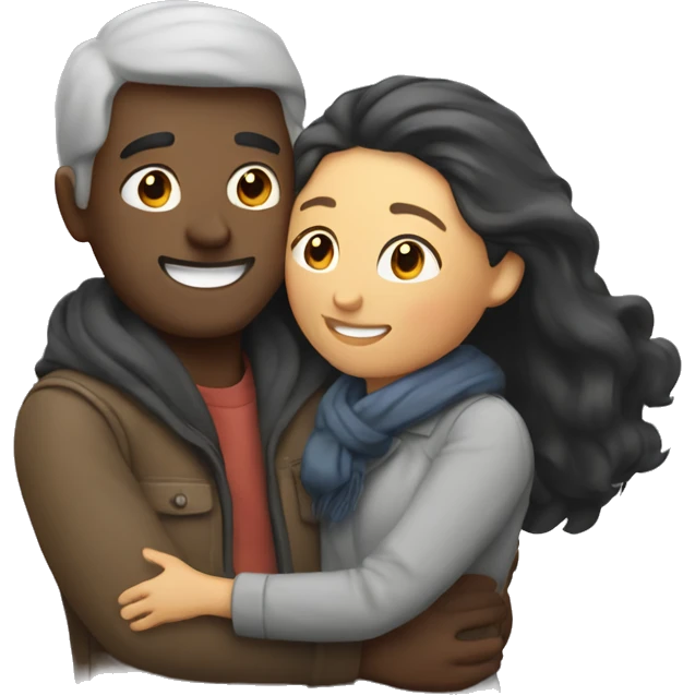 couple hug with warm smiles emoji