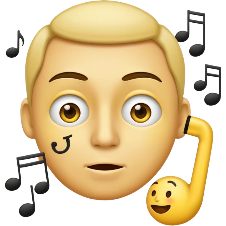 yellow face emoji whistling with music notes coming out its mouth and side-eyeing emoji