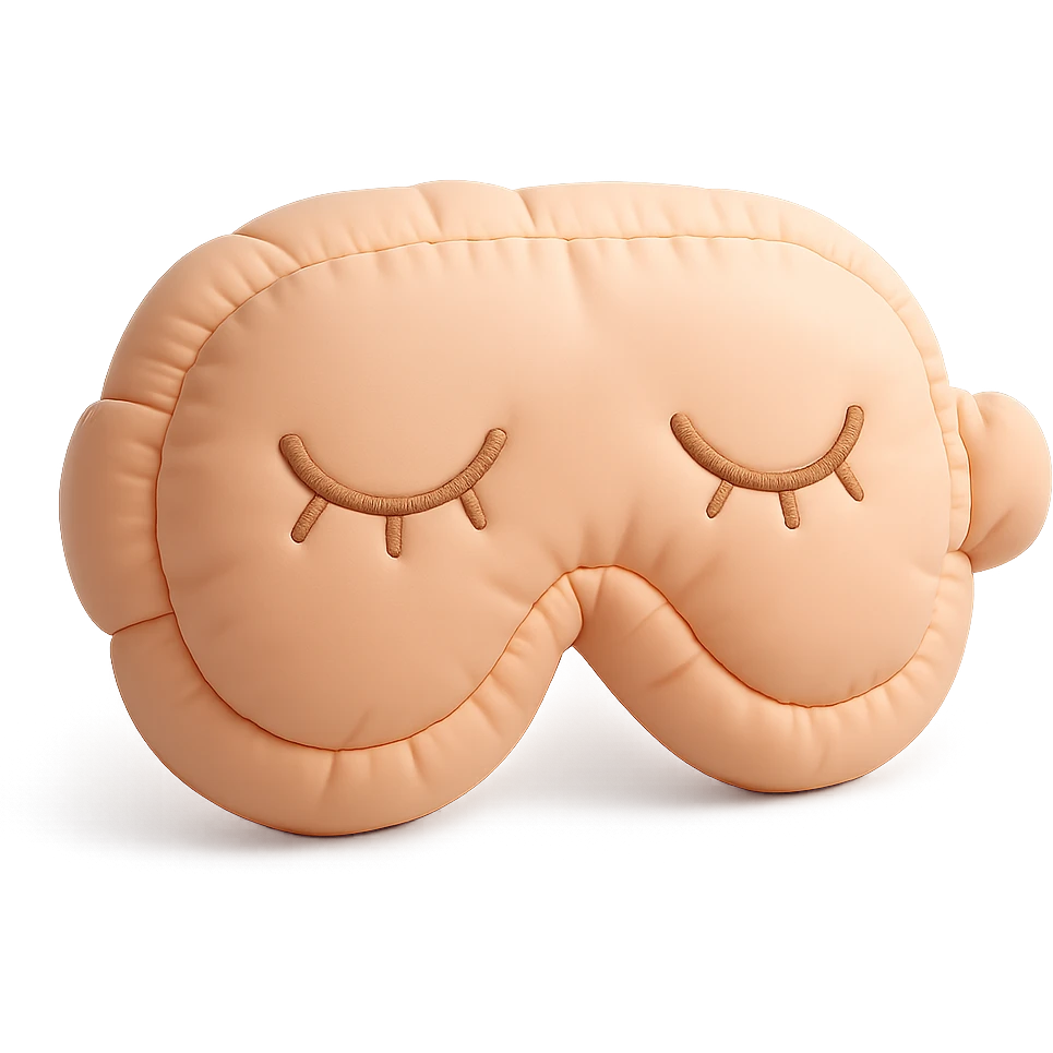 cute sleep eye mask with soft, plushy texture in cushion style emoji