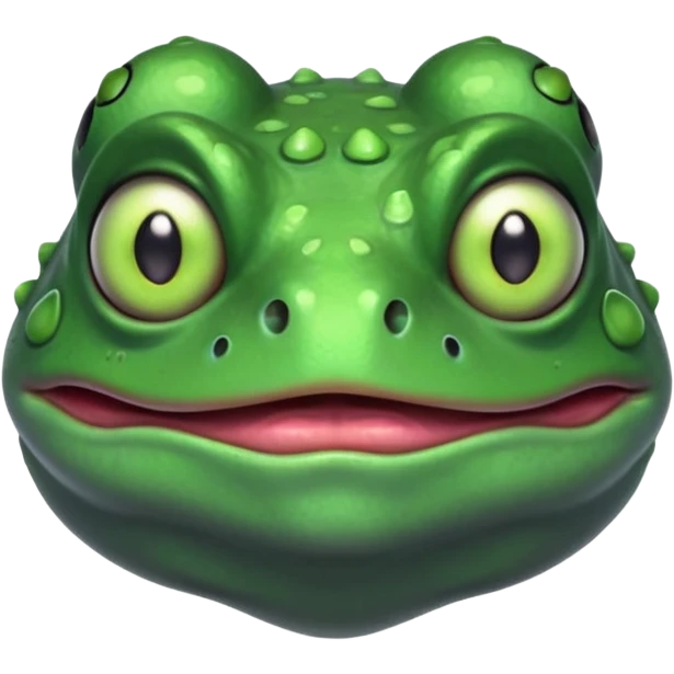 zombie frog portrait, head and shoulders only, slimy undead skin, glowing green eyes, funny creepy look, 3D cartoon, mobile game icon style, clean background, no text, no watermark
 emoji