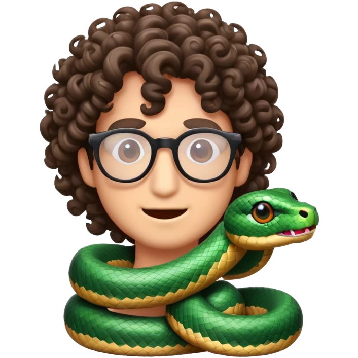 Snake with glasses and curly hair emoji