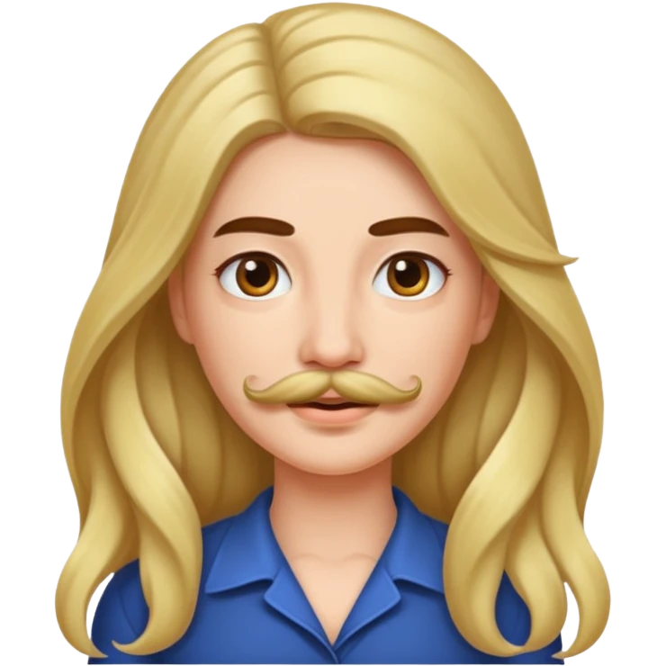 Women lomg hair  with mustache emoji