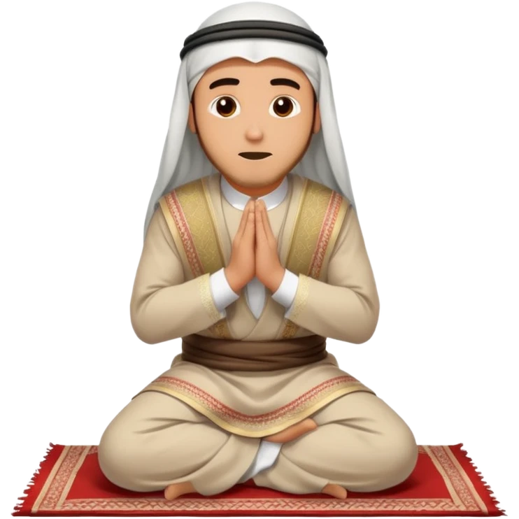 a man wearing traditional arab outfit with shemagh in prostration salah emoji