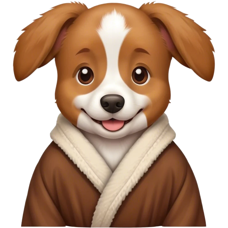 Happy dog wearing a cozy robe emoji