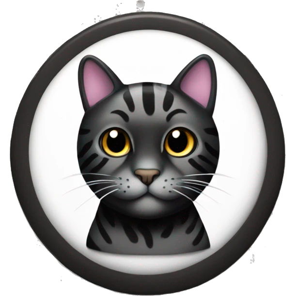 Black tiger cat with white dot on moutj emoji