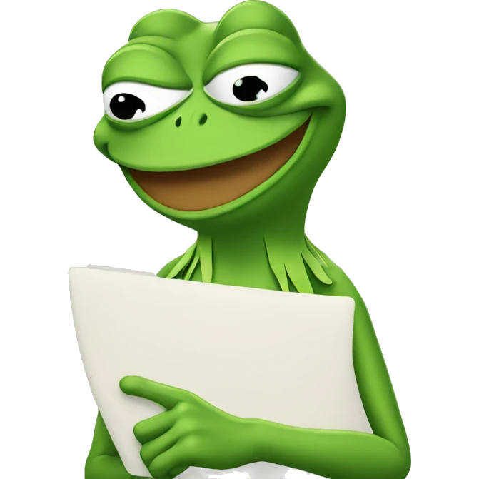 Pepe the frog pointing at screen emoji