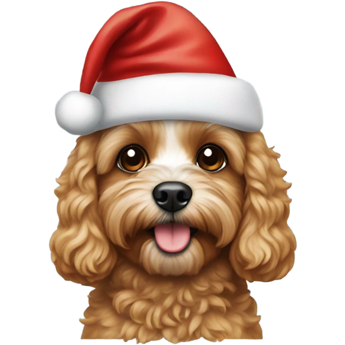 cavapoo dog with santa hat  emoji