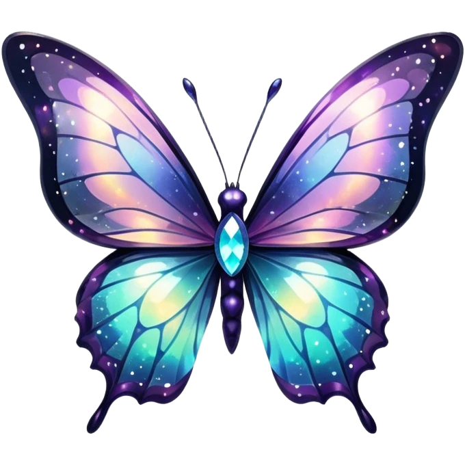 Dark Nebula Sparkly glossy glittery Pastel iridescent transparent bio-luminescent glass crystal butterfly emoji