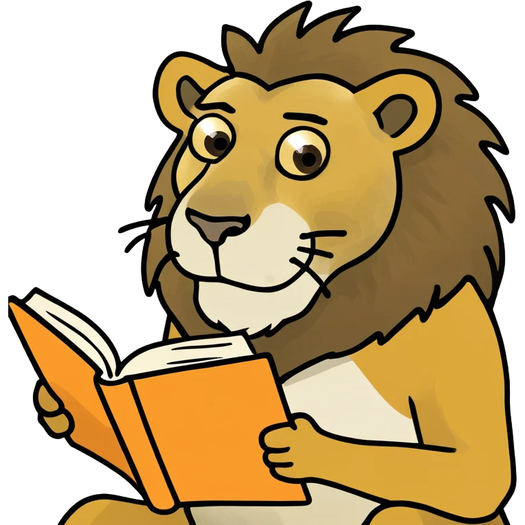 Lion reading a book  emoji
